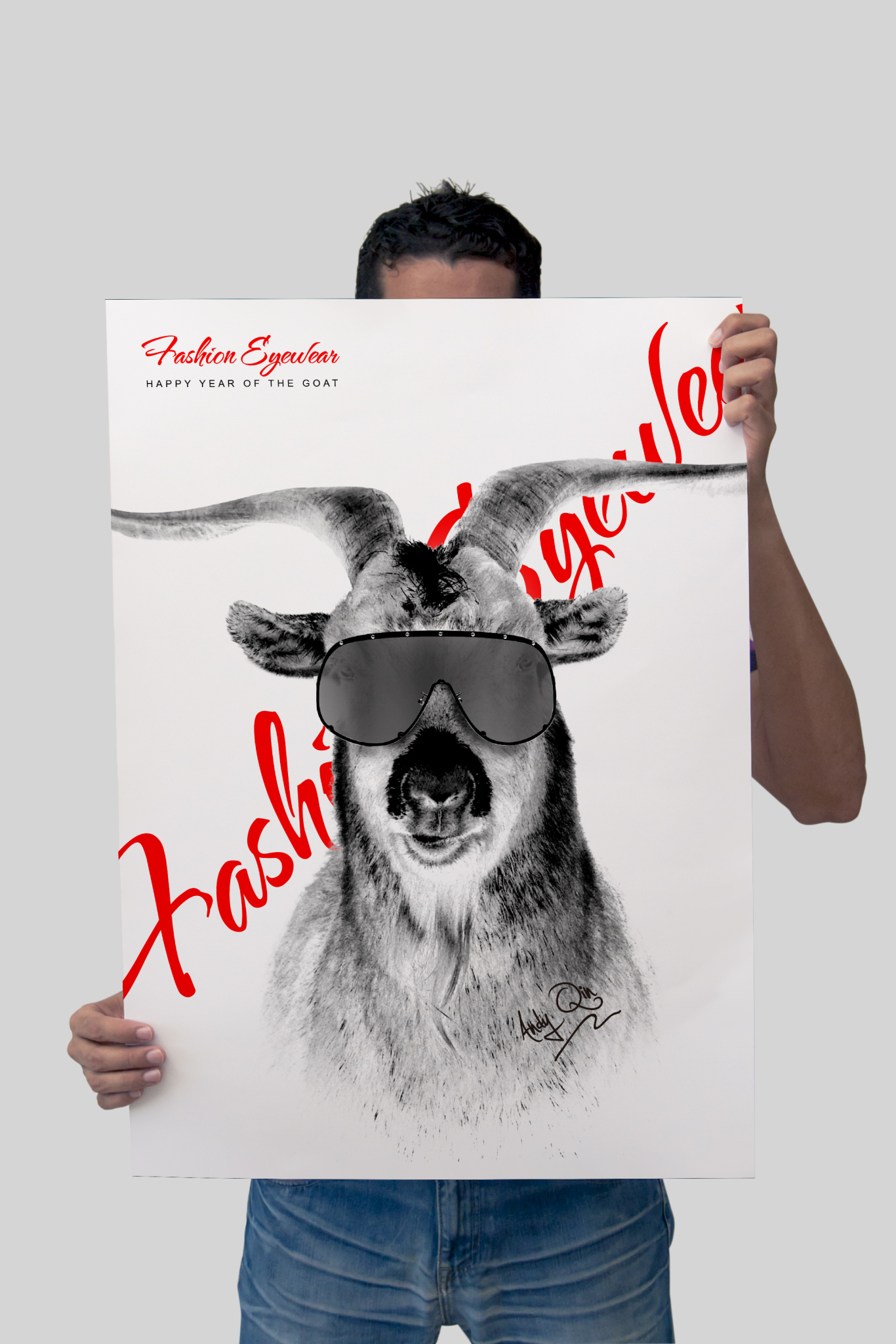 羊年快樂 時尚眼鏡海報設計圖2