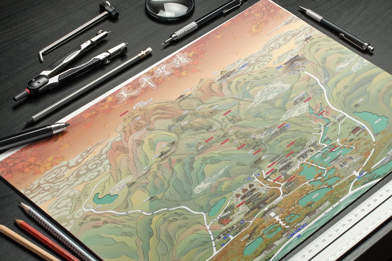 苏州天平山风景旅游区手绘地图图1