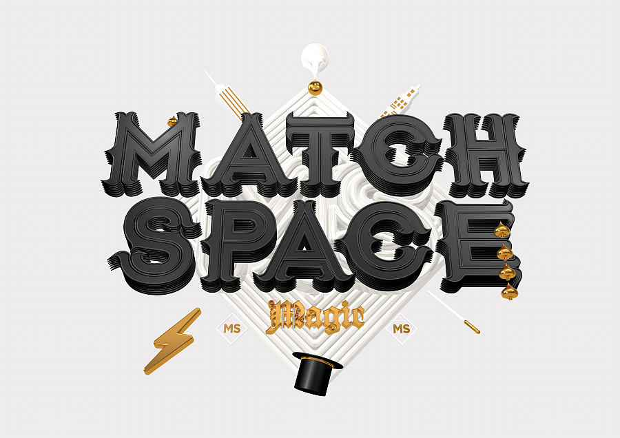 MATCH SPACE三维logo海报设计图0