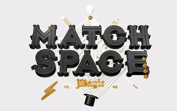 MATCH SPACE三维logo海报设计