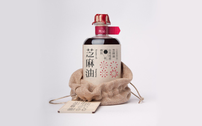 陕西西安杨翔餐饮芝麻油瓶贴标签包装设计