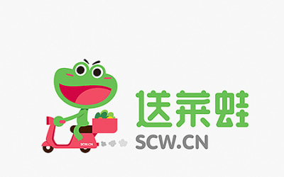 送菜蛙品牌卡通形象及logo设计