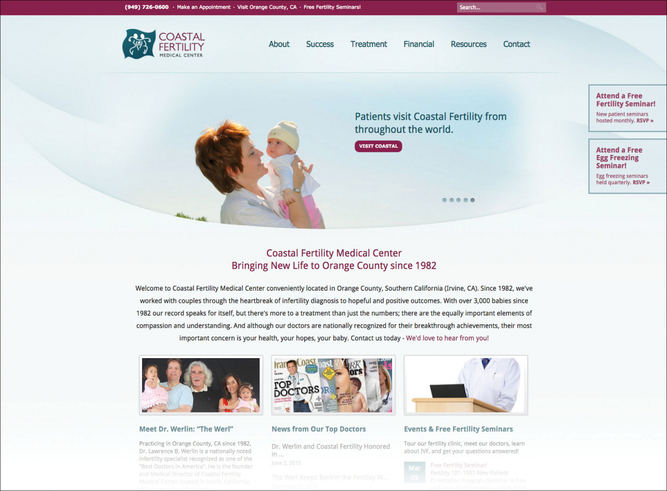 美国南加州海岸生育医疗中心网站设计COASTAL FERTILITY MEDICAL CENTER图2