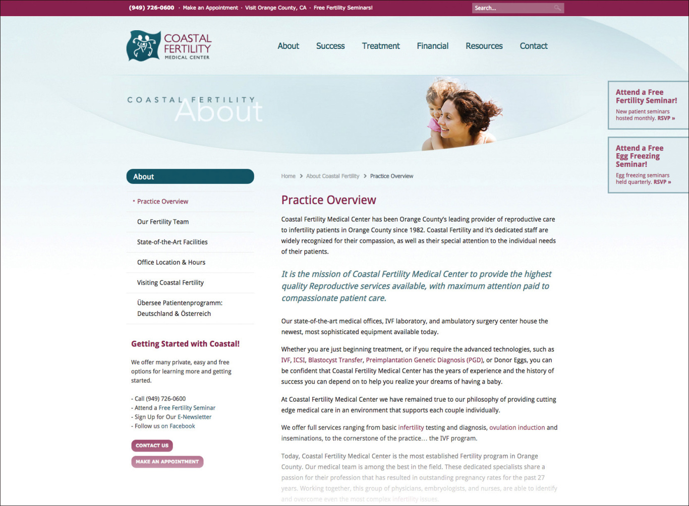 美国南加州海岸生育医疗中心网站设计COASTAL FERTILITY MEDICAL CENTER图3