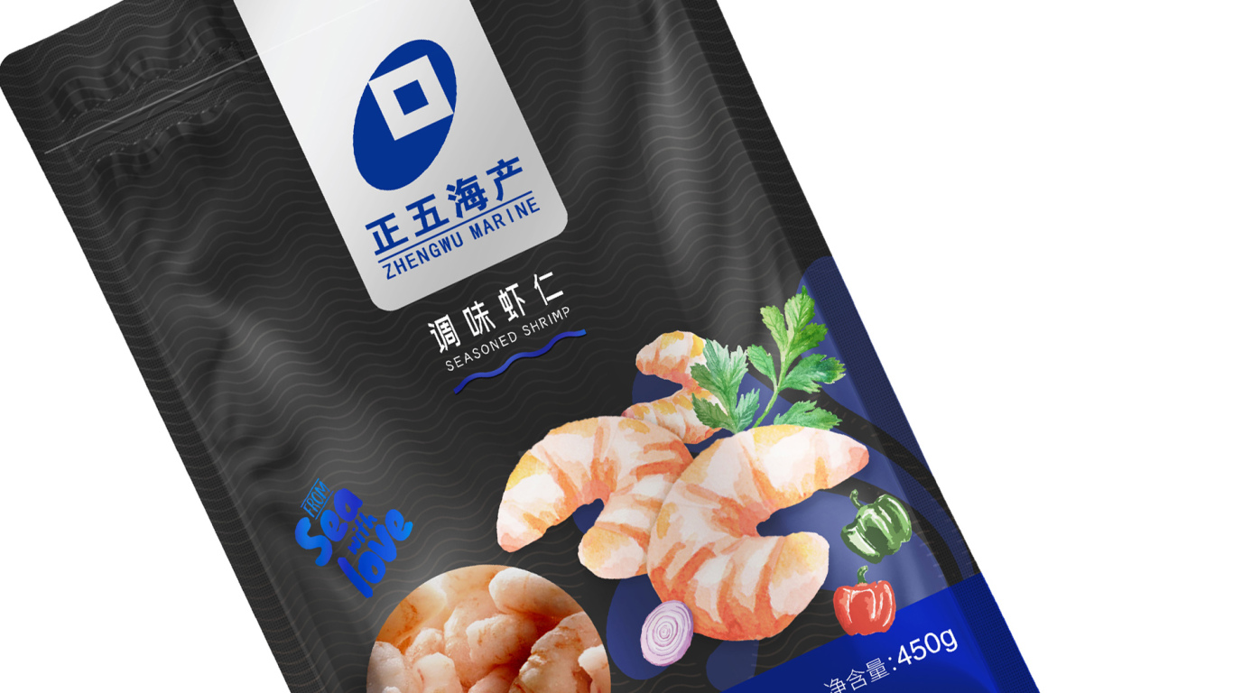 正五海洋品牌免浆虾仁食品包装设计中标图0