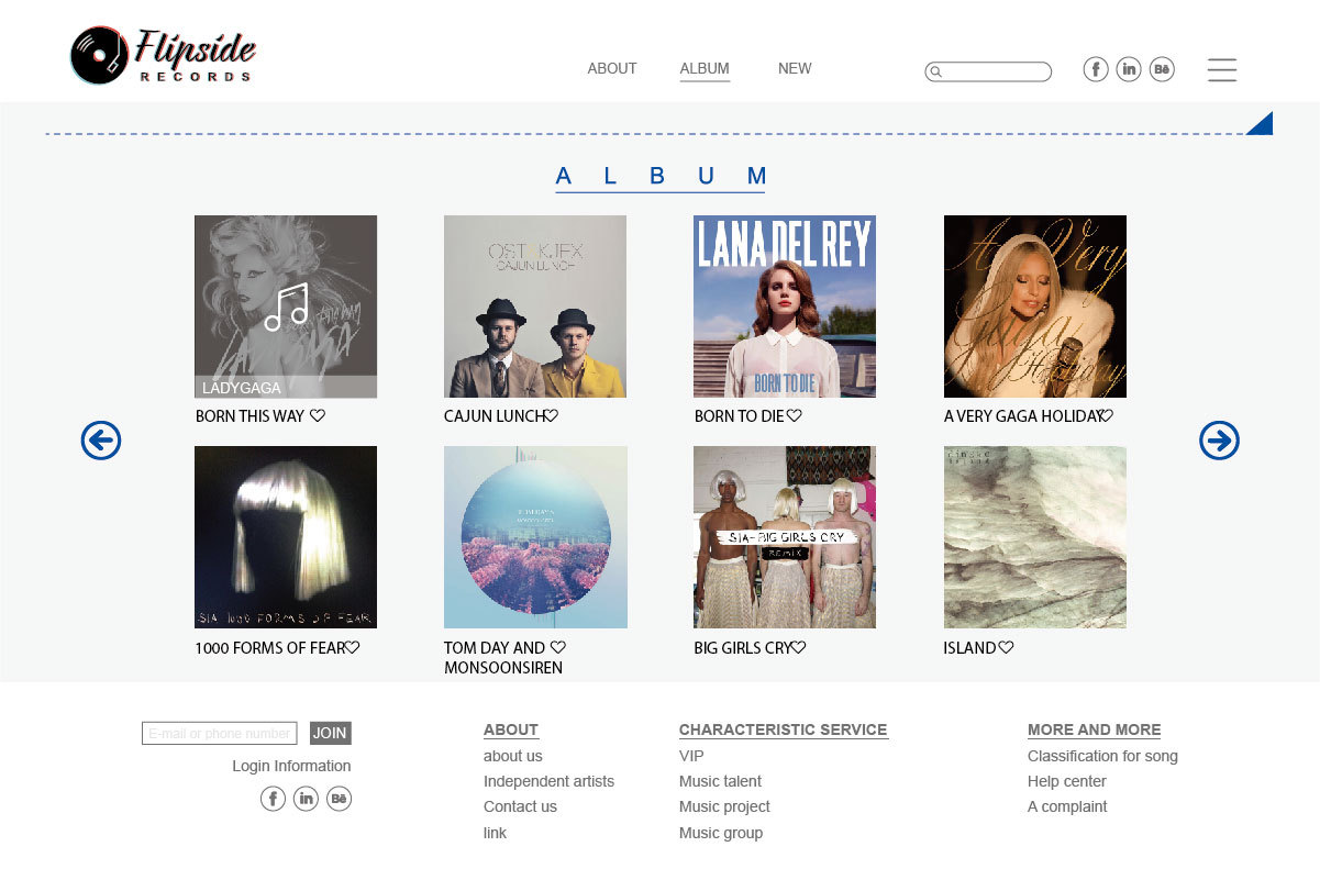 flirside唱片公司网站设计图2