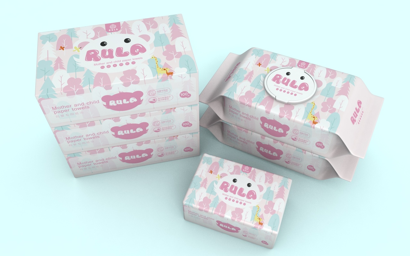 《RULA》-快消品/母婴专用纸巾-包装设计-清新可爱插画风图8