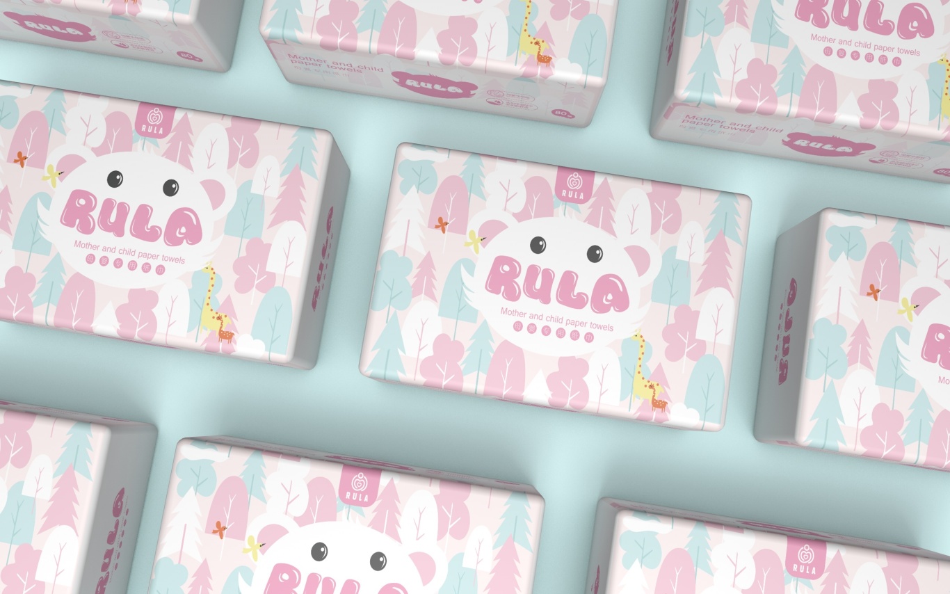 《RULA》-快消品/母婴专用纸巾-包装设计-清新可爱插画风图7