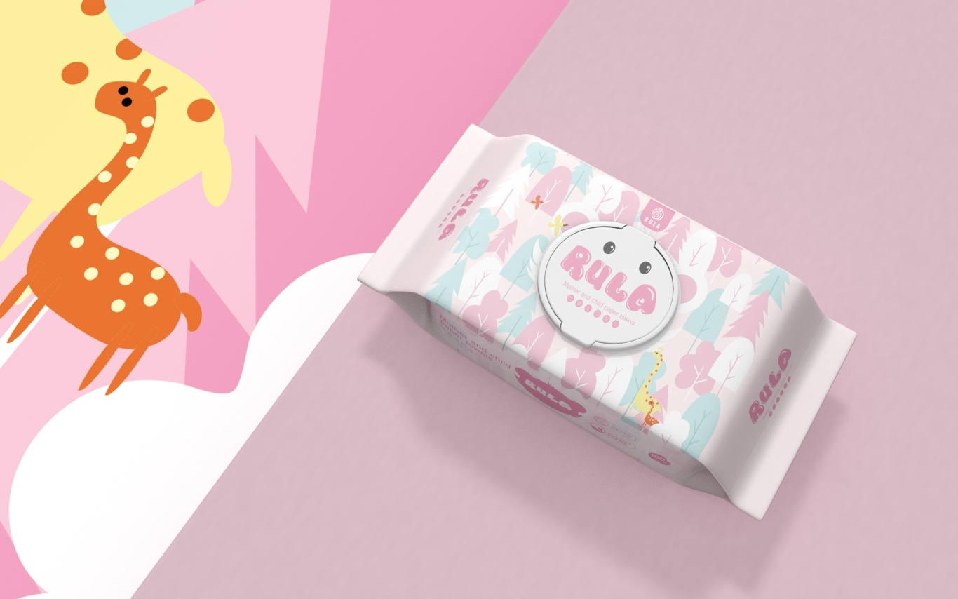 《RULA》-快消品/母婴专用纸巾-包装设计-清新可爱插画风图5