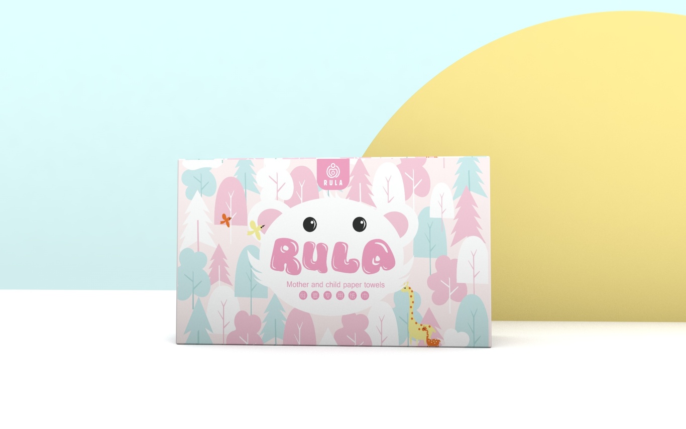 《RULA》-快消品/母婴专用纸巾-包装设计-清新可爱插画风图9