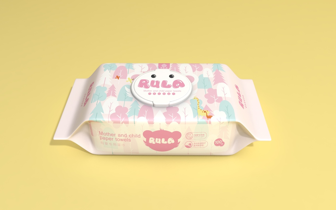 《RULA》-快消品/母婴专用纸巾-包装设计-清新可爱插画风图10