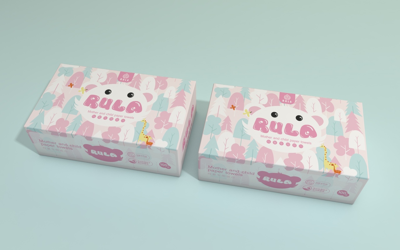 《RULA》-快消品/母婴专用纸巾-包装设计-清新可爱插画风图6