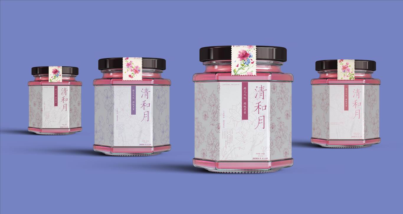 “清和月”樱花系列产品包装（食品、酒水、花茶、果酱等）--设计师原创品牌图8