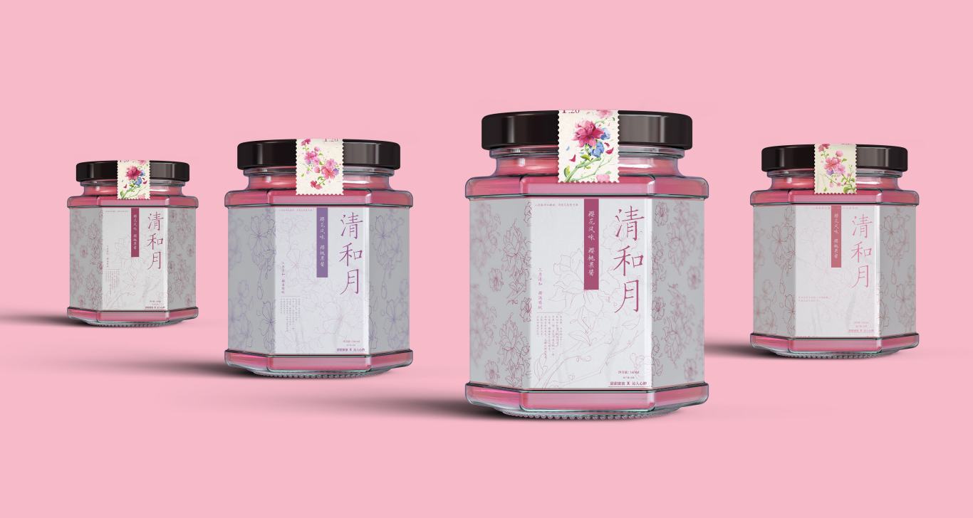 “清和月”樱花系列产品包装（食品、酒水、花茶、果酱等）--设计师原创品牌图7