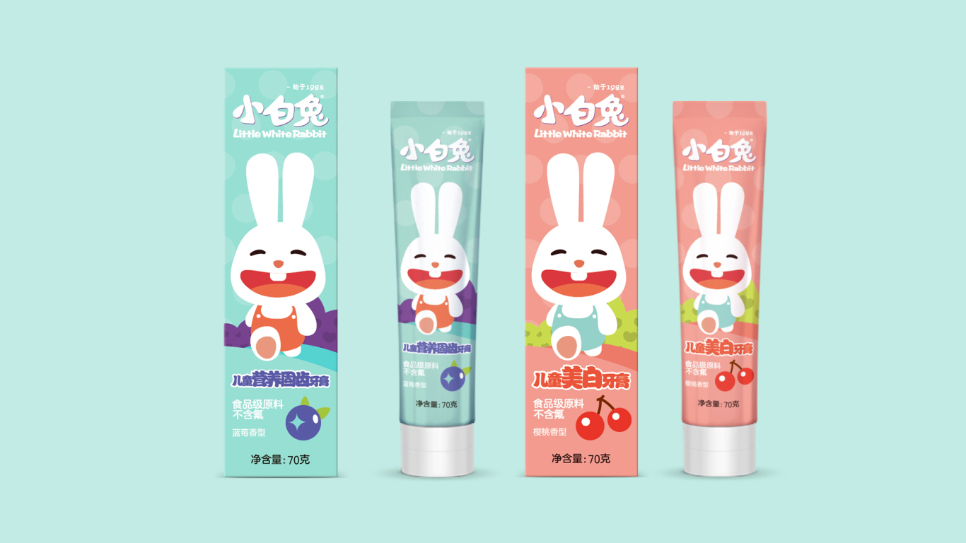杭州皎洁小白兔儿童牙膏包装设计图0