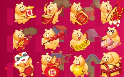 《金猪贺岁》猪年纪念彩票卡通形象设计