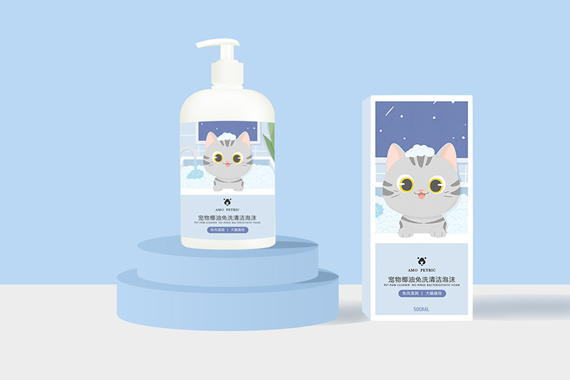 貓沐浴乳手繪包裝設計圖3