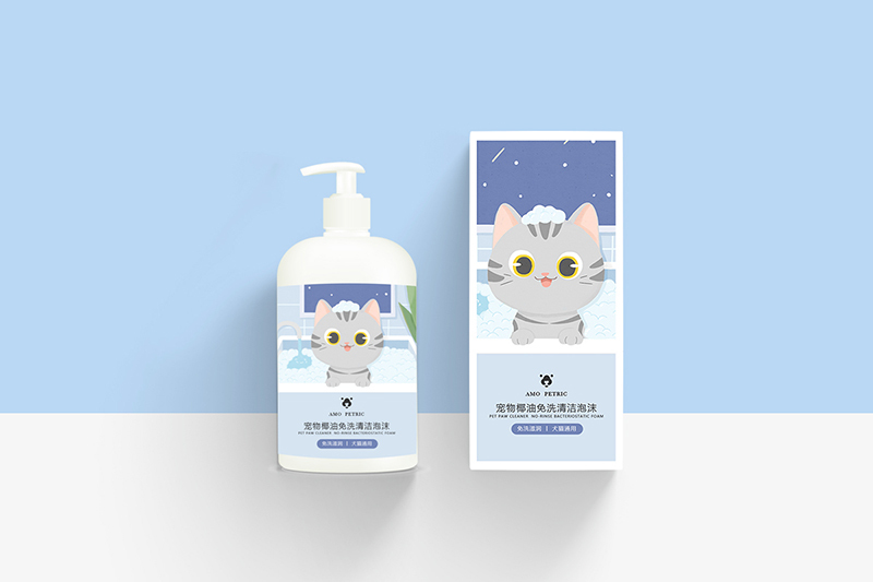 貓沐浴乳手繪包裝設計圖2