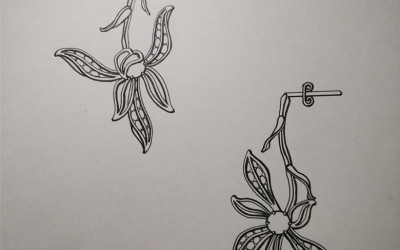 蘭花造型鉆石耳環