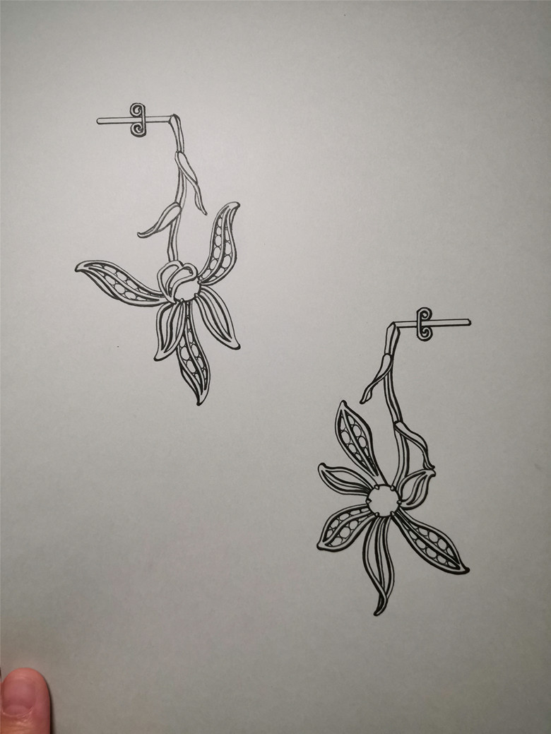 蘭花造型鉆石耳環圖0