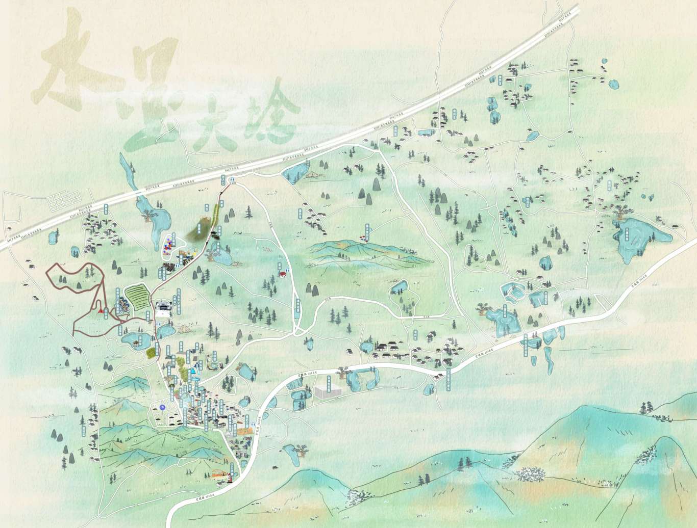 南京市田园旅游景点手绘地图图0