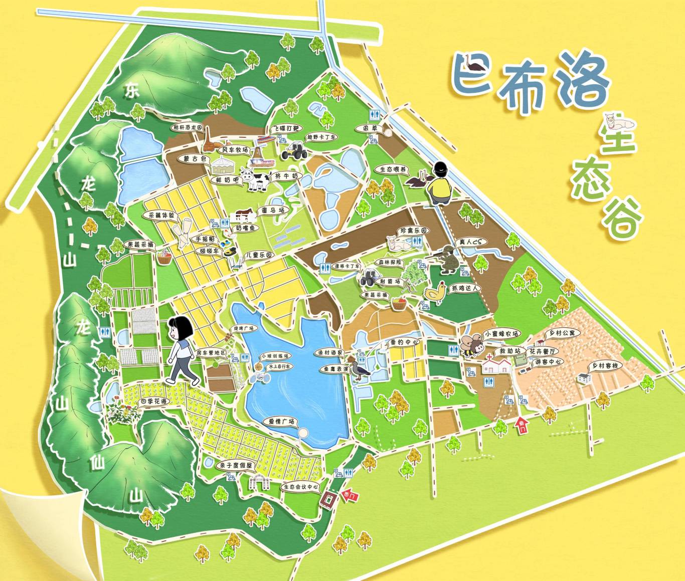 南京市田园旅游景点手绘地图图6