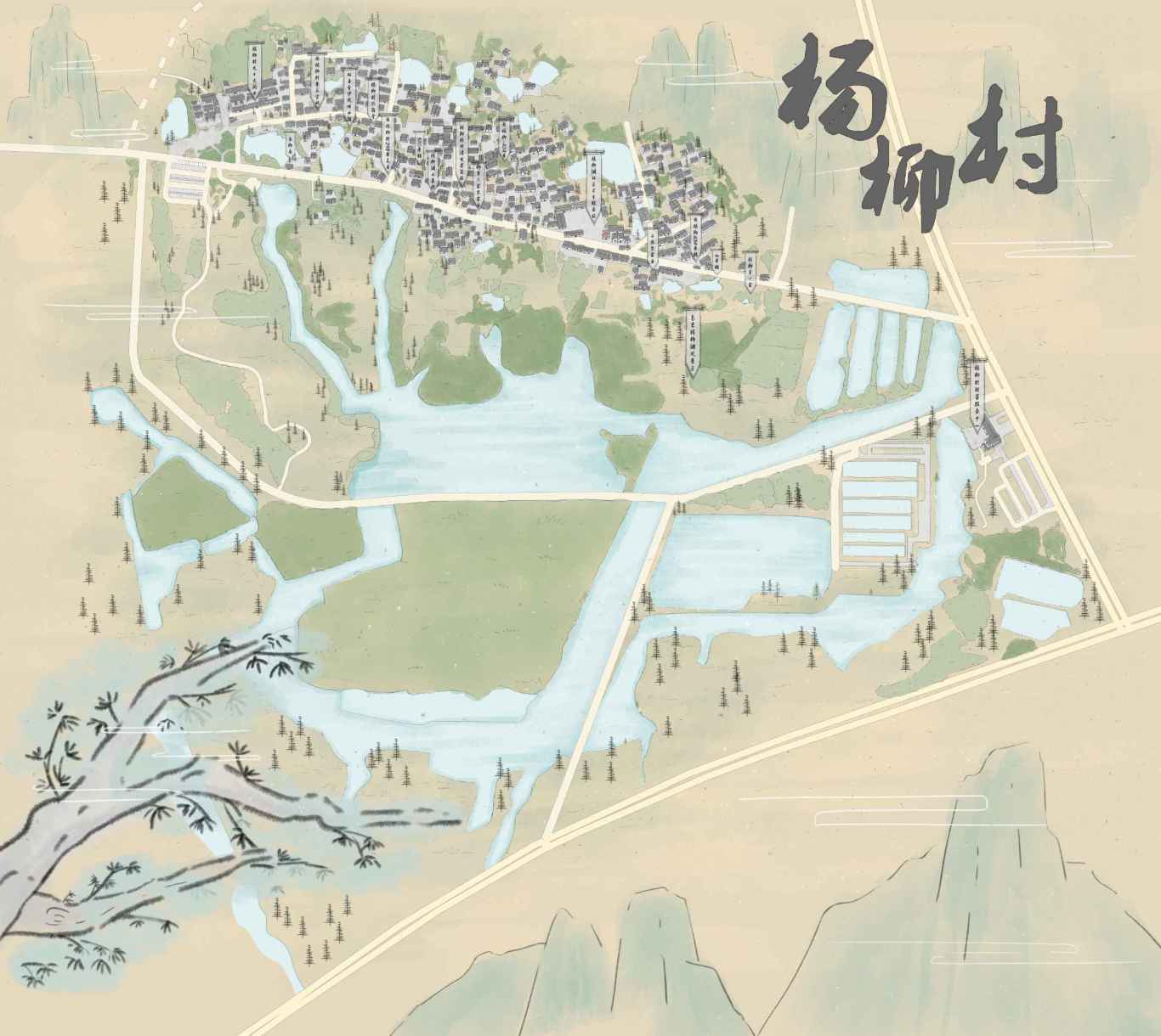 南京市田园旅游景点手绘地图图1
