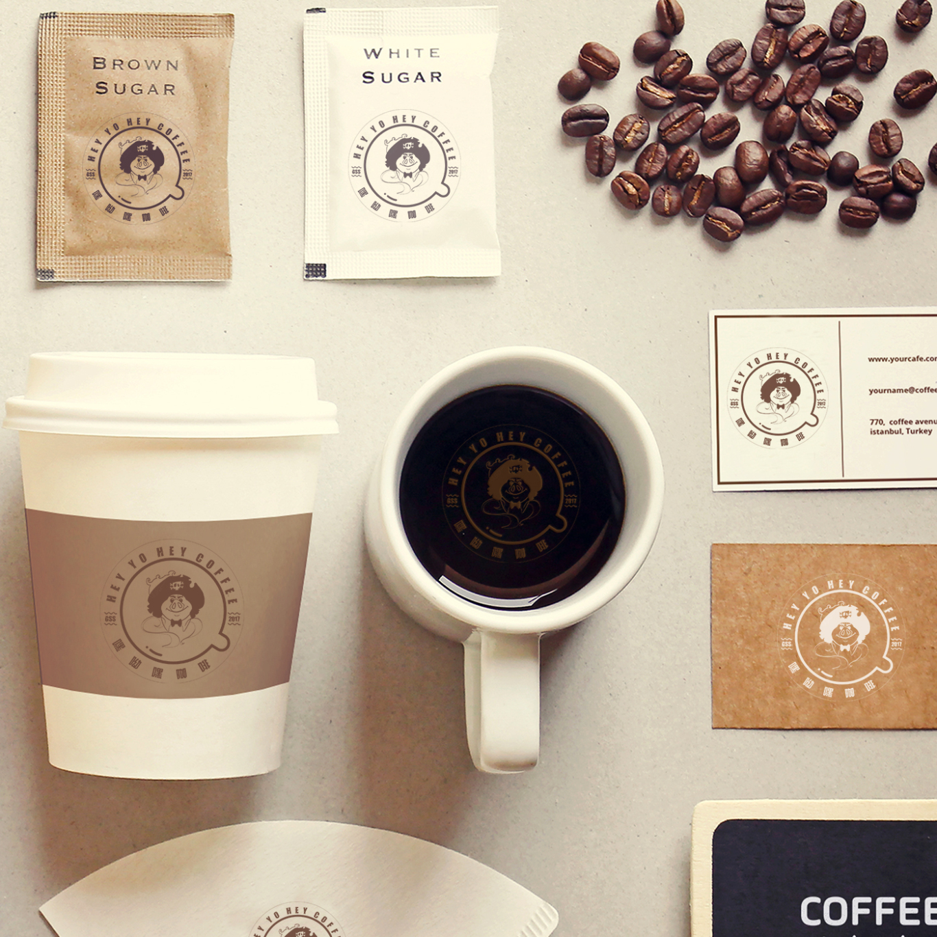 嘿哟嘿咖啡品牌VI设计及咖啡店面装修设计图0