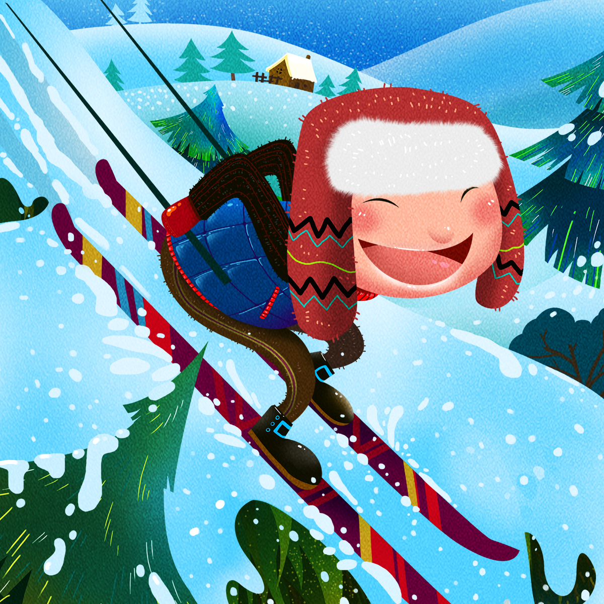 儿童插画滑雪图17