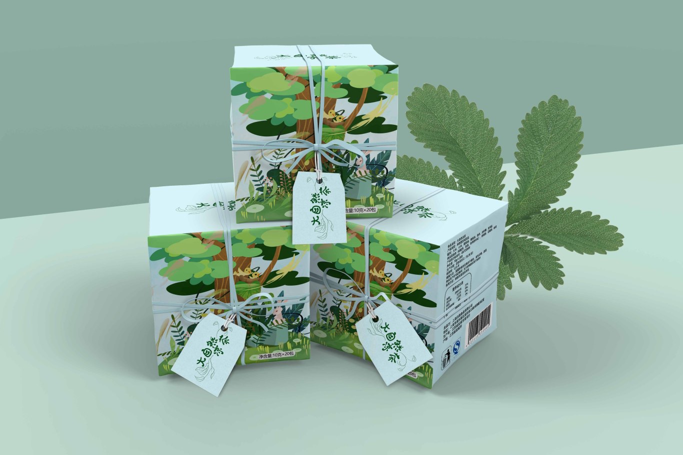 大自然凉茶包装插画设计图1