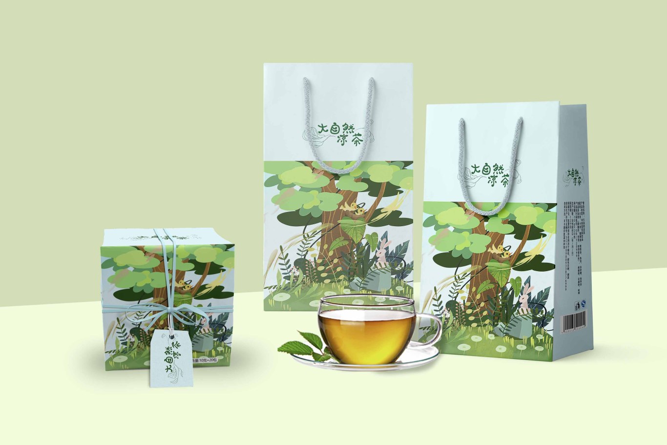 大自然凉茶包装插画设计图3
