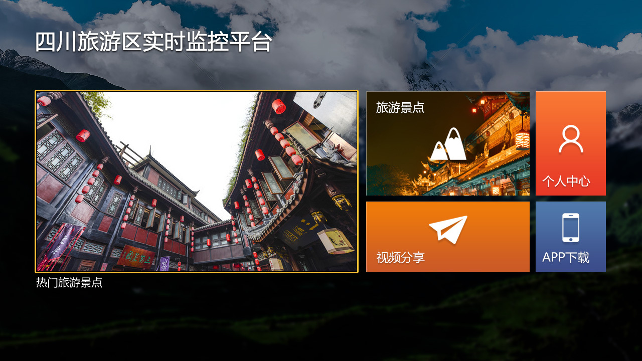 四川旅游局TV端旅游区实时监控平台界面设计图0