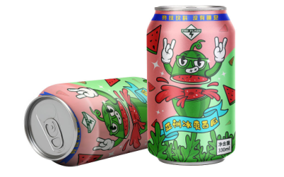 创意西瓜能量饮料包装插画