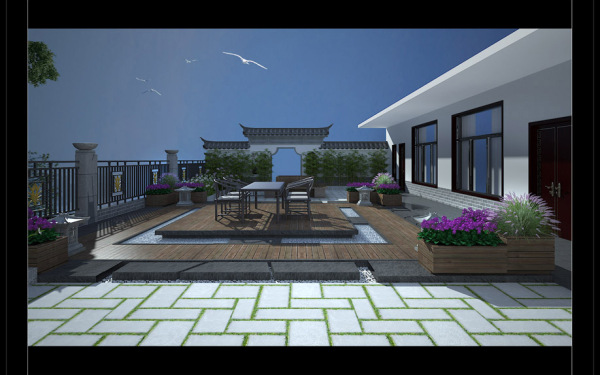 孔子酒业楼顶休闲庭院景观设计