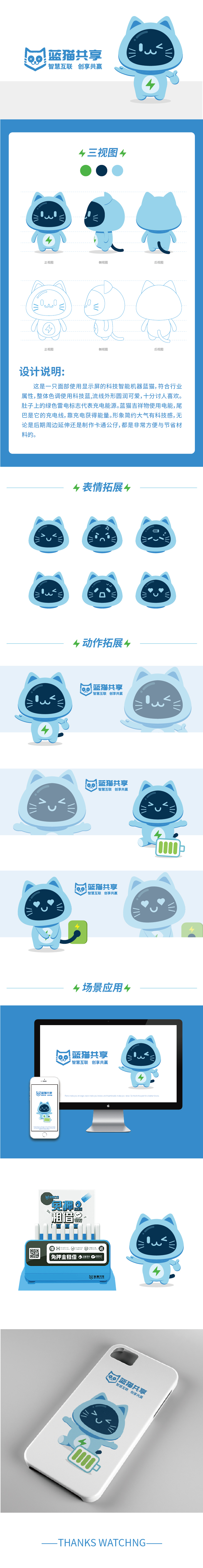 藍貓共享吉祥物設計圖0