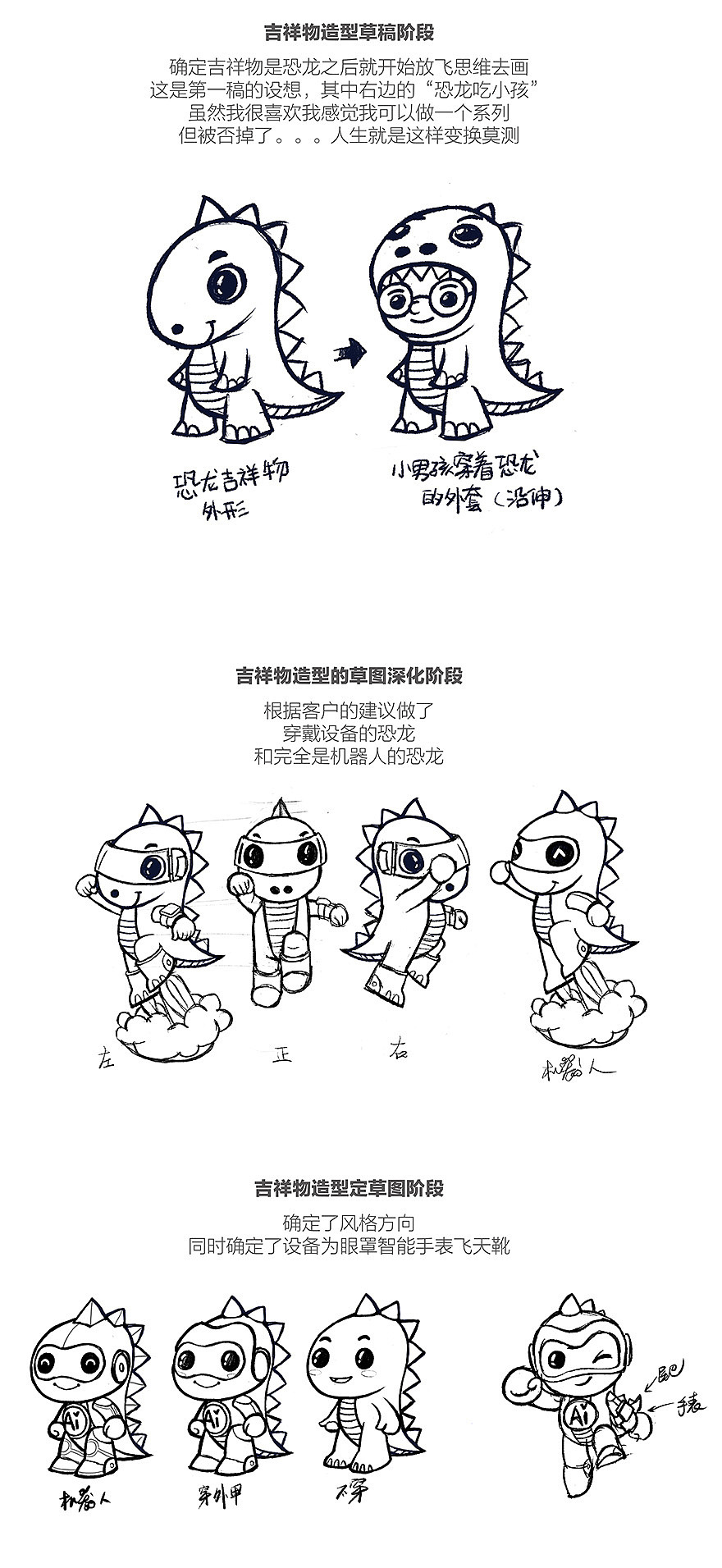 粉紫小恐龙吉祥物插画“天生Ai你”图2
