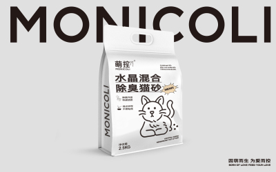 MONICOLI萌控寵物水晶混合貓砂包裝設計稿