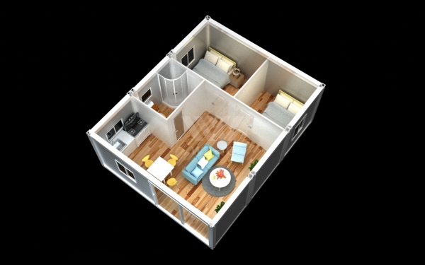 可移動式集裝箱房屋3d效果圖