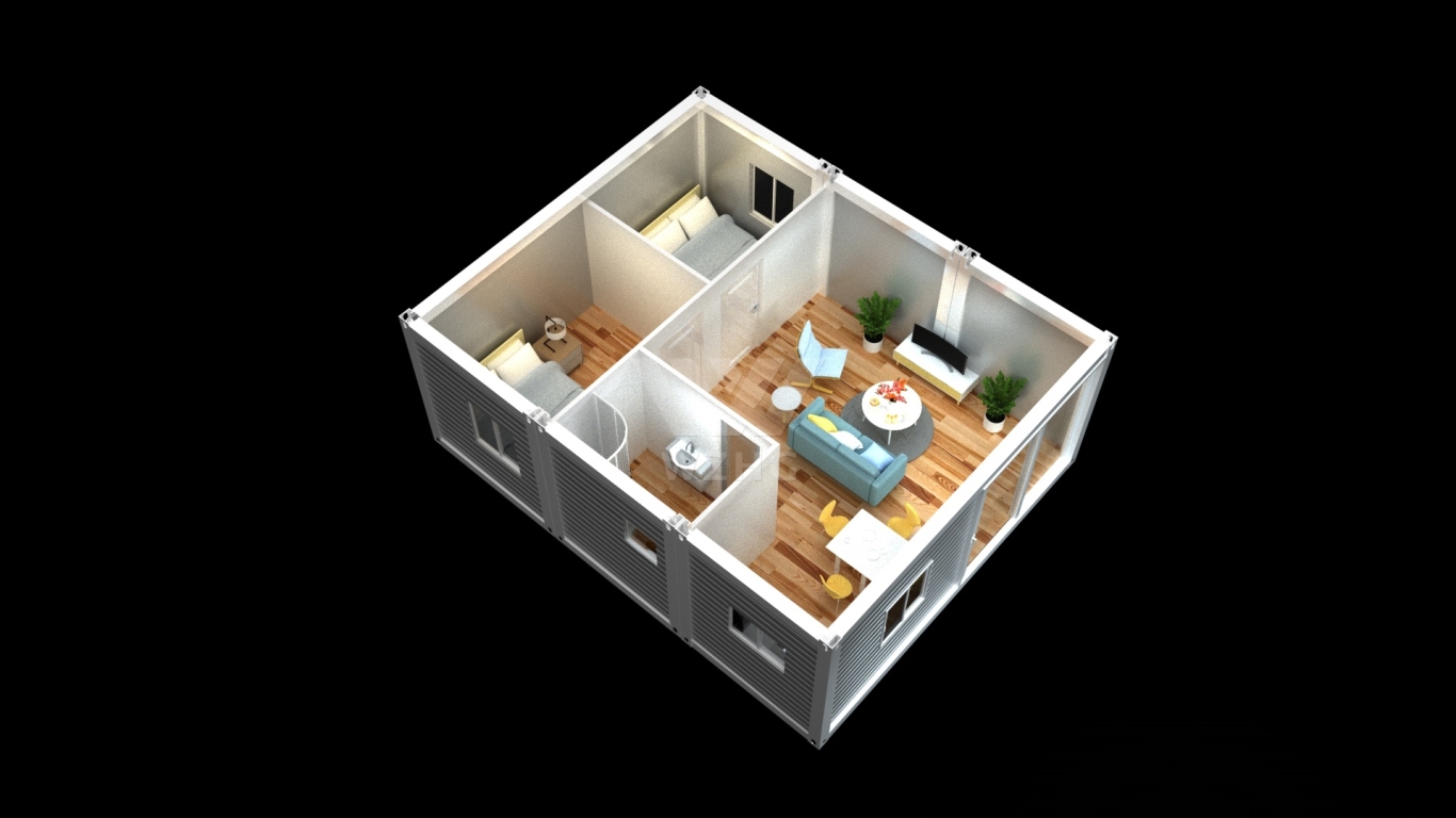 可移动式集装箱房屋3d效果图图1