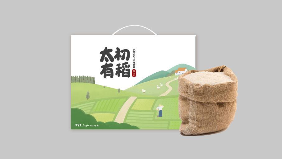 太初有稻手绘大米包装设计图0