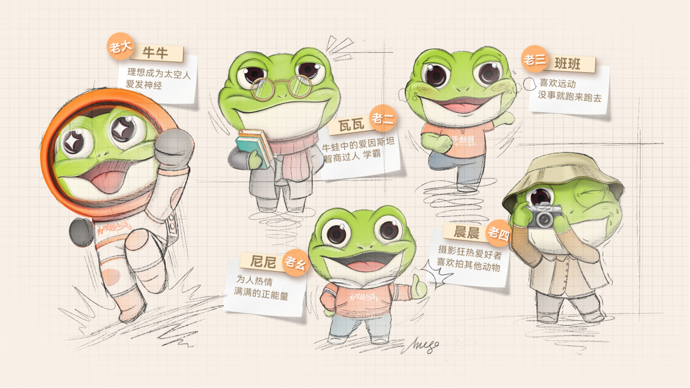 牛蛙班卡通角色创作图1