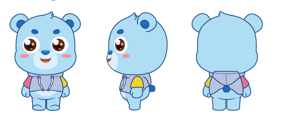儿童食品蓝熊IP形象吉祥物及动作设计