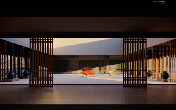 Zzan旅舍日式中庭设计（建筑室内空间）