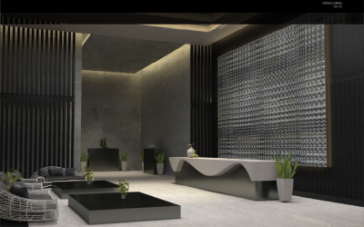 紐約AGGRE聚合酒店大堂磚墻設計