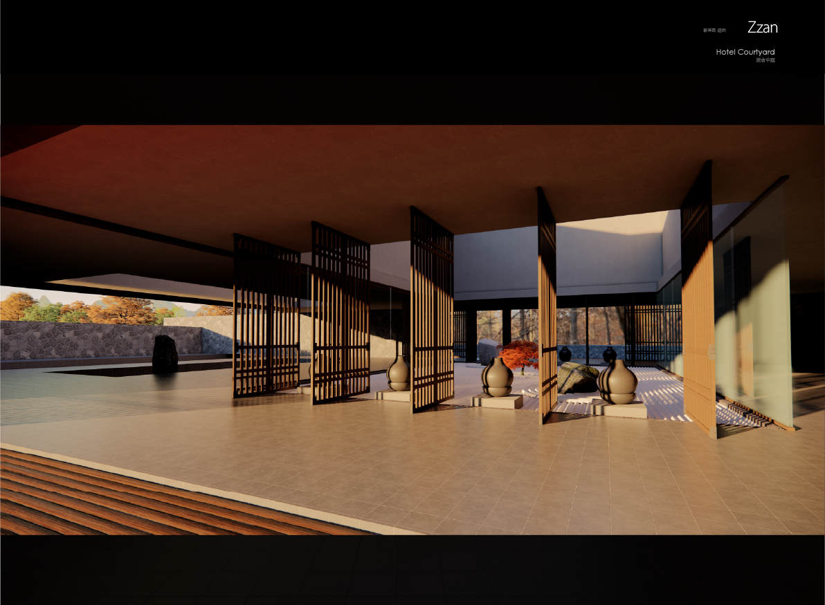 Zzan旅舍日式中庭设计（建筑室内空间）图1