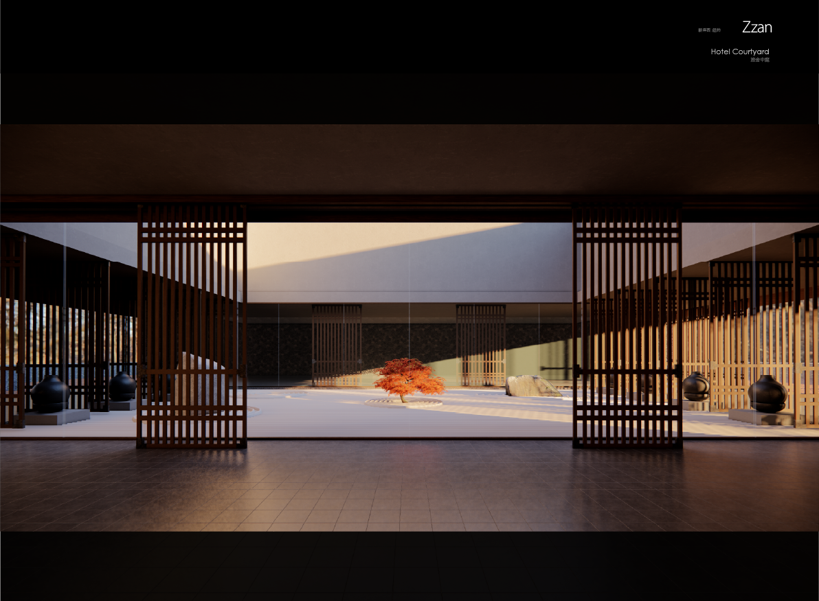 Zzan旅舍日式中庭设计（建筑室内空间）图0