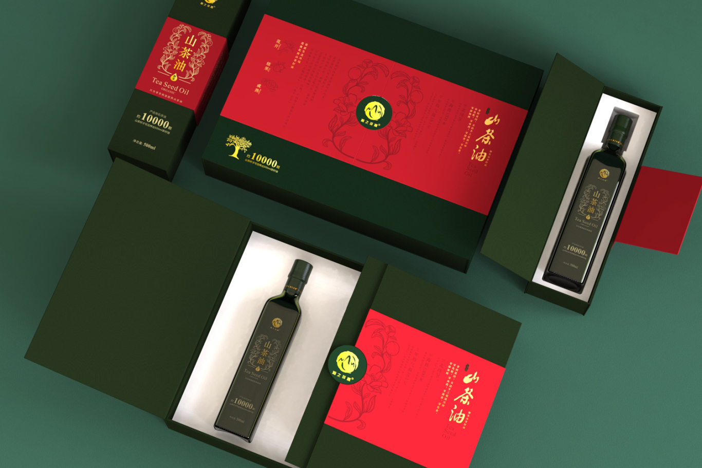 湘之茶源 山茶油礼盒装包装设计案例分享图2