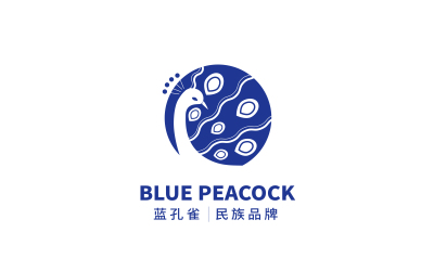 藍孔雀咖啡logo設計