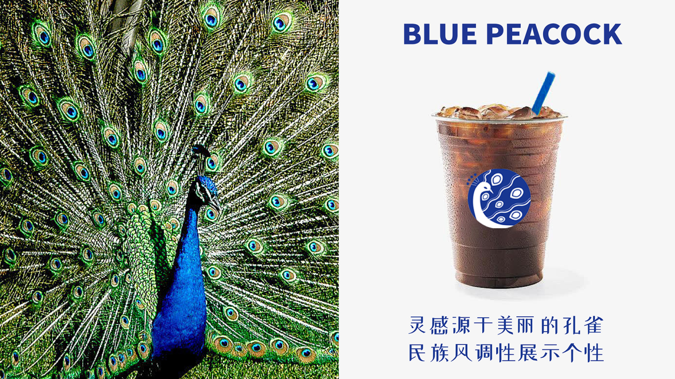 蓝孔雀咖啡logo设计图2