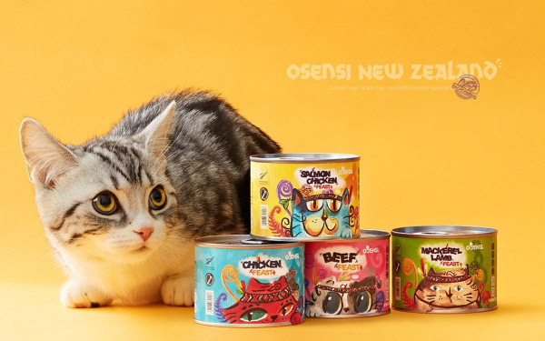可愛插畫！“OSENSI·主糧罐頭”寵物食品貓糧包裝設計